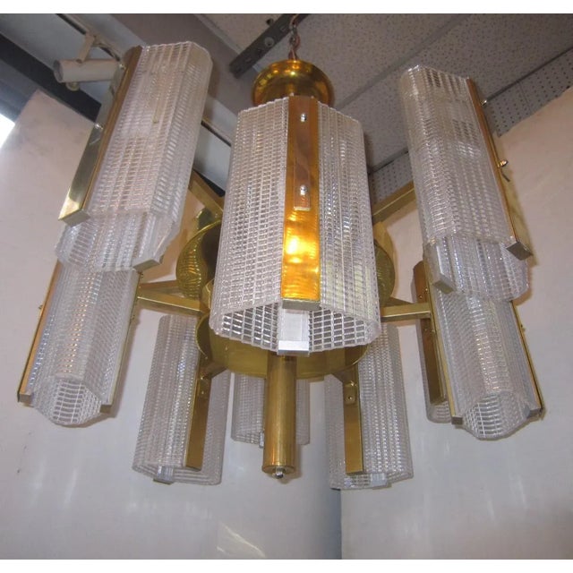 Kalmar Modernist Brass and Glass Ten-Arm Austrian Chandelier For Sale - Image 10 of 12