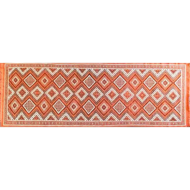 Vintage Handmade Tribal flat weave/kilim Moroccan Runner, c-1970, 3'1" x 9'10", fine natural dyed wool whit geometric...
