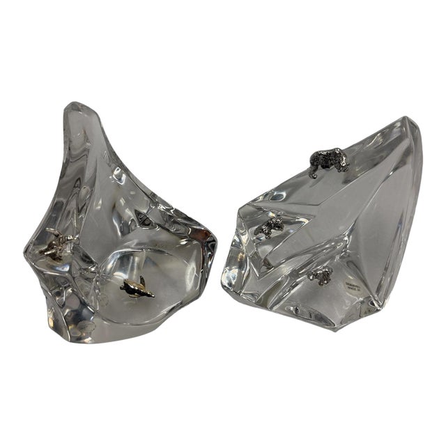 Vintage 1987 James Carpenter for Franklin Mint "Crystal Caper" Iceberg Sculptures - Set of 2 For Sale