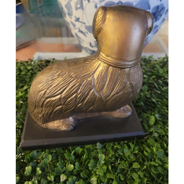 Maitland - Smith Vintage Brass Staffordshire Dog Statue Room Decor For Sale - Image 4 of 10