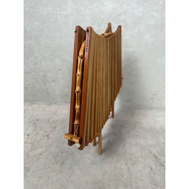 Brown Vintage Foldable Fruit Bowl in Bamboo, 1970s For Sale - Image 8 of 9