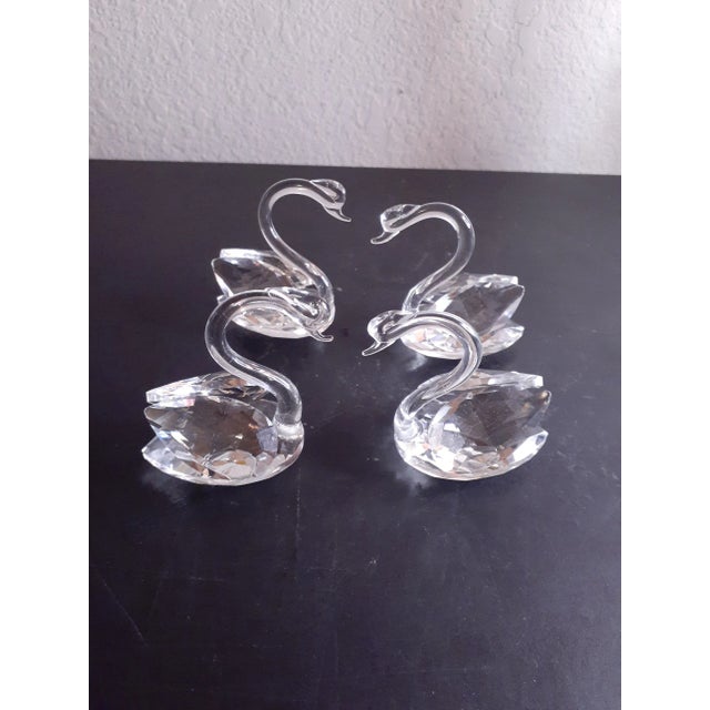 1980s Swarovski Style Crystal Swan Figurines Set of 4 For Sale In Dallas - Image 6 of 7