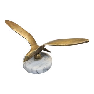 Vintage MCM Brass Bird in Flight Sculpture For Sale