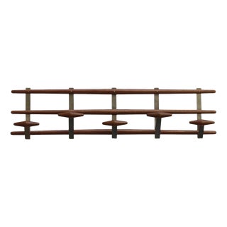 Wood and Chrome-Plated Metal Wall Coat Rack, Italy, 1960s For Sale