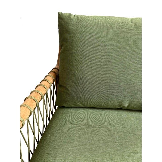 Outdoor Teak & Fern Green Sofa For Sale - Image 12 of 13