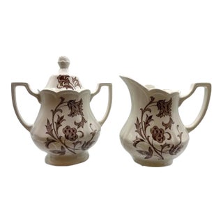 Vintage MCM Royal Staffordshire J&g Meakin “Windsong” Creamer + Lidded Sugar For Sale