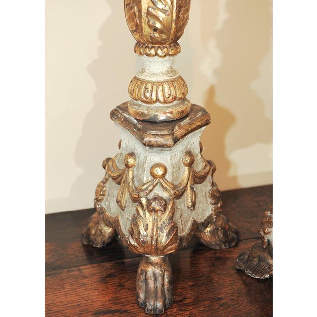 White and Gold Large Scale Italian Pricket Sticks - a Pair For Sale In San Francisco - Image 6 of 9