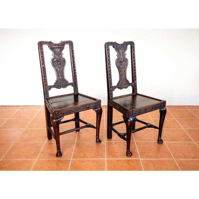 Antique English Oak Jacobean Hall Side Dining Chairs, 1620, Set of 2 For Sale - Image 18 of 18