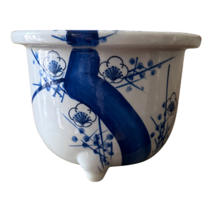 Vintage Blue and White Cherry Blossom Planter on Three Feet
