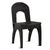 Rich modern black finish teak wood dining chair. Rounded back with cutout, for an upside down U shape. Slight curved seat...
