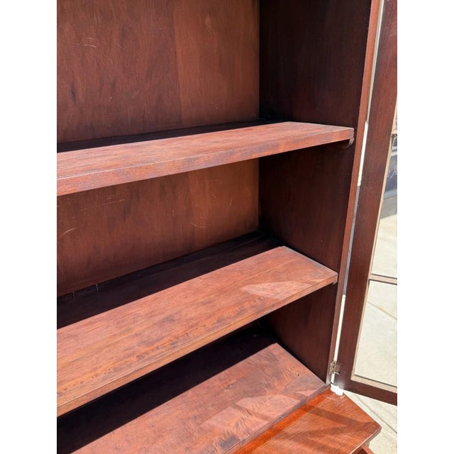 Vintage NC-Made Solid Mahogany Step Back Cupboard For Sale - Image 10 of 16