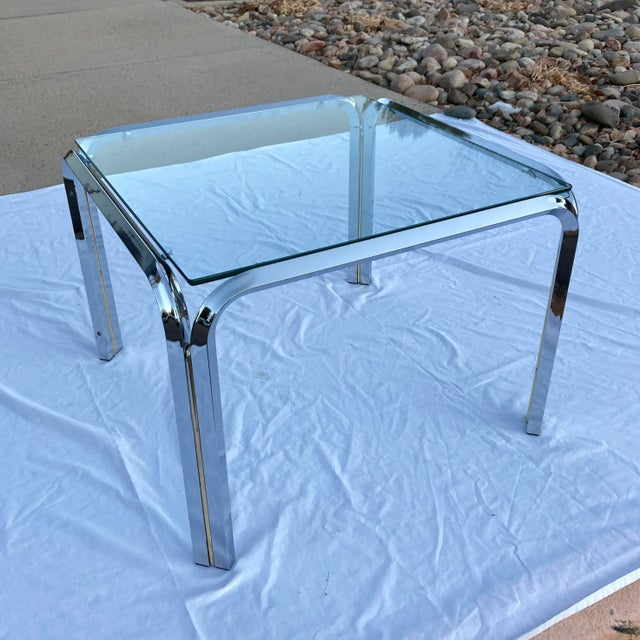 Metal Mid-Century Modern Italian Chrome and Glass Coffee Table Manner of Gianfranco Frattini for Cassina For Sale - Image 7 of 13