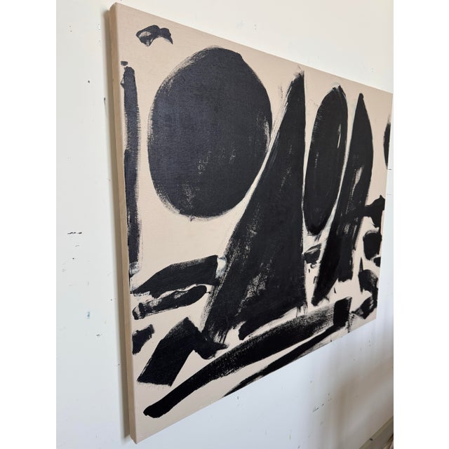 Textile On the Move, Contemporary Black and Tan Geometric Abstract Painting by Matt Higgins For Sale - Image 7 of 7