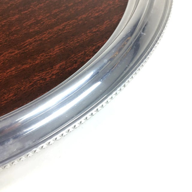 Oxblood Red 1950s Mid-Century Modern Faux Wood and Aluminum Serving Tray For Sale - Image 8 of 9