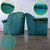 1980’s Art Deco Revival Hollywood Regency Channeled Fan Back Club Chairs W/Teal Chenille Fabric by Perfection Furniture, a Pair For Sale - Image 17 of 18