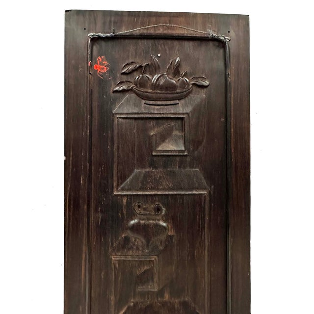 Early 20th Century Hand Carved Traditional Chinese Wood Carving Panels, Set of 2 For Sale - Image 9 of 10