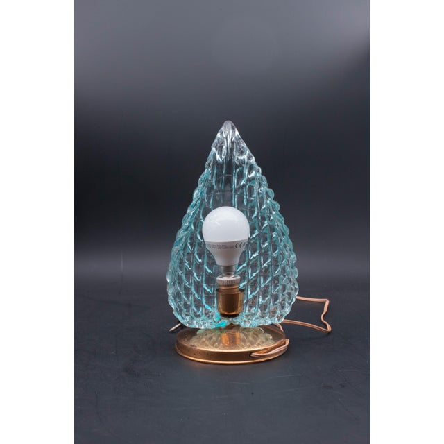 Metal Table Lamp in Blue Murano Glass Vase for Barovier & Toso, 1960 For Sale - Image 7 of 11