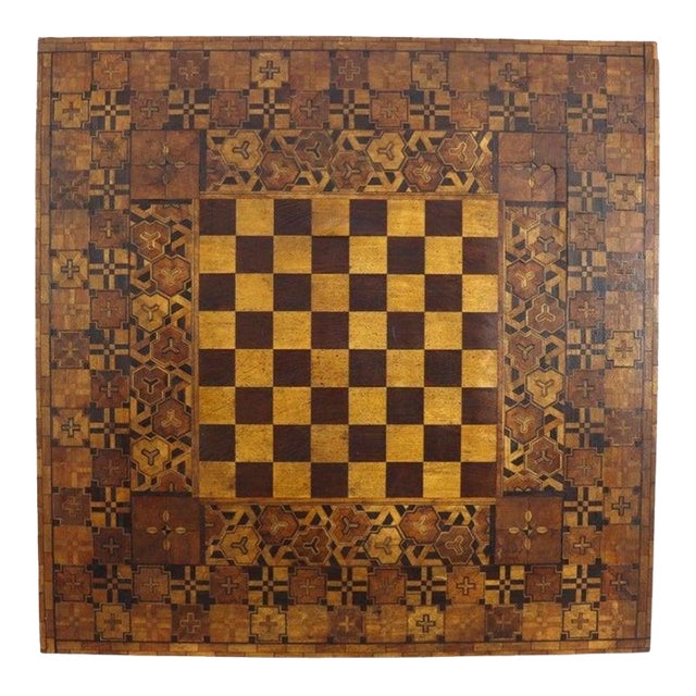 Folk Art Game Board With Intricate Parquetry Work C1900 For Sale