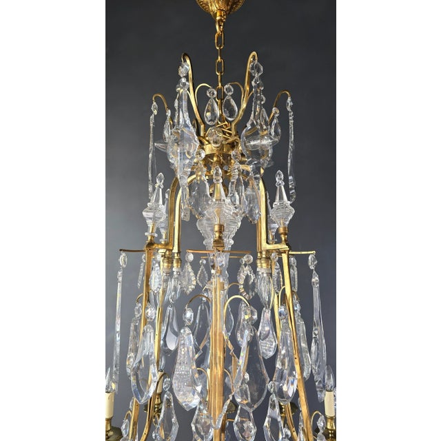 Metal Antique Late 19th Century Lustre a Cage Chandelier Crystal Brass For Sale - Image 7 of 12