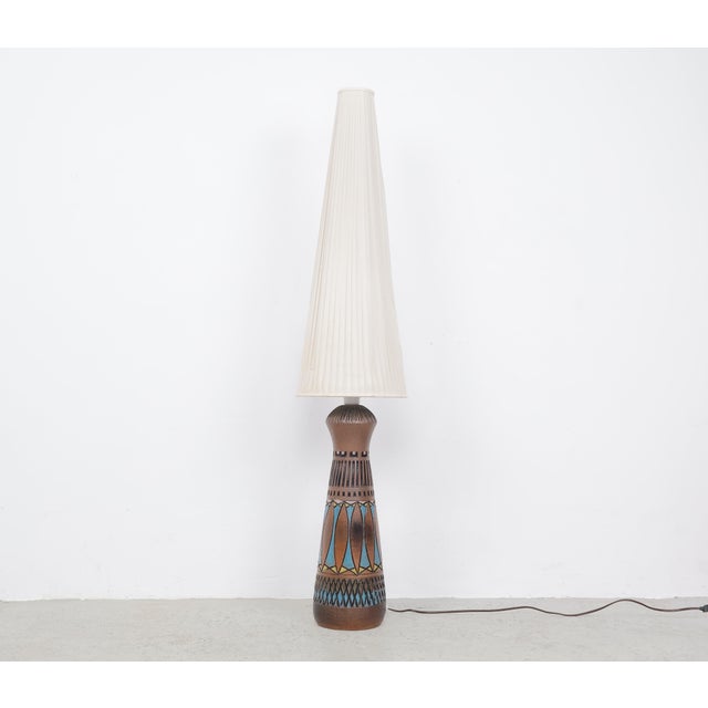 Unique vintage floor lamp designed by Polish artist Marian Zawadzki and manufactured by Tilgmans Keramik in Sweden, 1965....