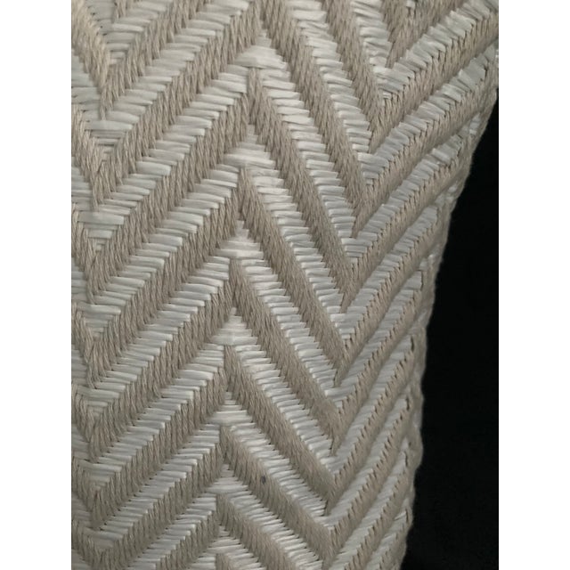 Beige/ White Herringbone Jacquard Decorative Pillow Cover For Sale In New York - Image 6 of 6