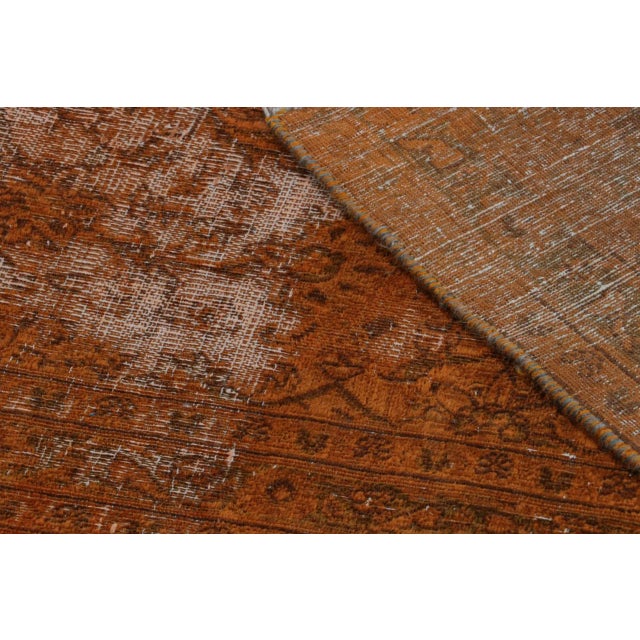 Textile Vintage Persian Rug in Rust Orange and Brown Floral Patterns, From Rug & Kilim For Sale - Image 7 of 7
