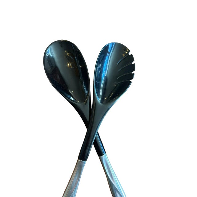 Vintage Mid-Century Modern Sterling Silver Salad Set- Set of 2 For Sale - Image 4 of 8