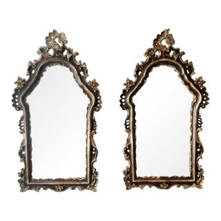 Early 20th Century Italian Carved Giltwood Wall Mirrors - A Pair For Sale