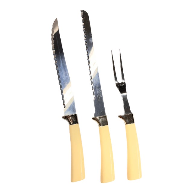 1950s Mid-Century Modern Wavecrest Sheffield Carving Set of 3 For Sale