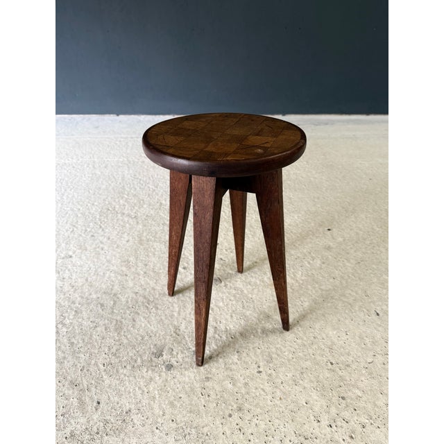 1940s Reconstruction Marquetry Inlay Stool, France, 1940s For Sale - Image 5 of 13