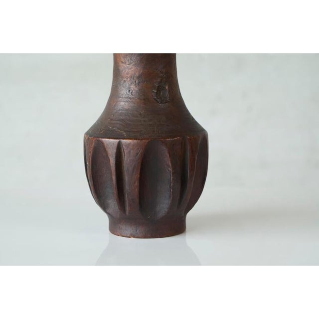 Wabi Sabi Style Vase in Carved Wood, 1960s For Sale - Image 6 of 9