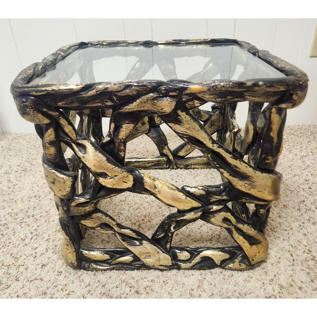 Tony Duquette Style Small End Table Pulled Taffy 1970s Glam For Sale - Image 9 of 10