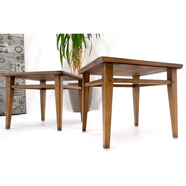 American of Martinsville Pair of Mid-Century Modern Black Laminate Top Walnut End Tables Stands For Sale - Image 4 of 13