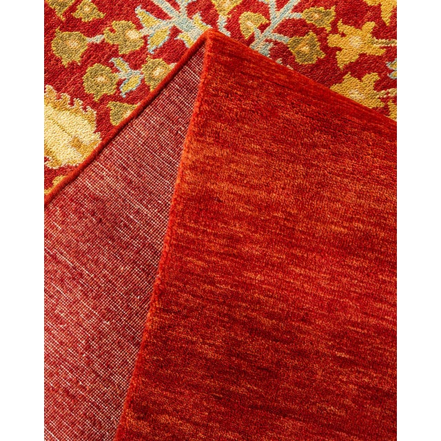 Eclectic, One-of-a-Kind Hand-Knotted Area Rug - Orange, 9' 1" x 12' 1" For Sale In New York - Image 6 of 8