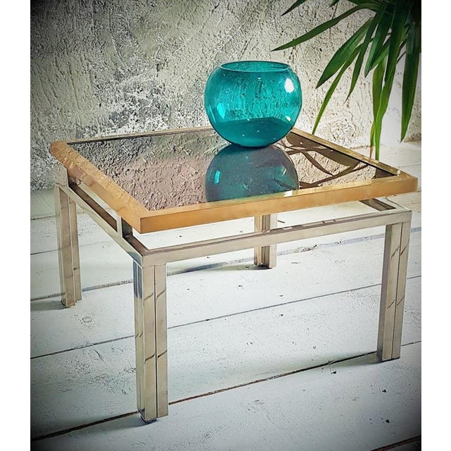 1970s Nickel and Brass Support Table attributed to Lefevre for Maison Jansen, France, 1970s For Sale - Image 5 of 18