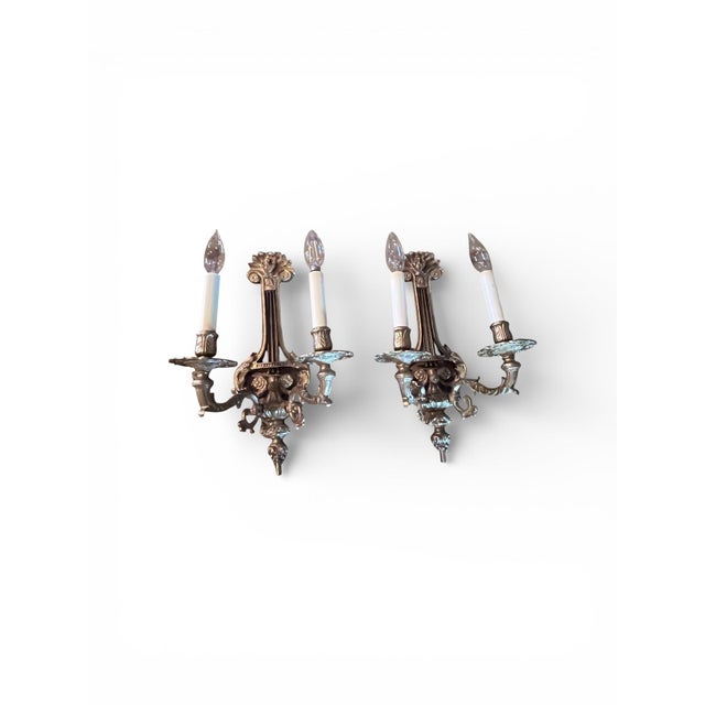 Mid-Century Modern Pair of Vintage Fredric Cooper Gilt Wall Sconces/Chicago For Sale - Image 3 of 12