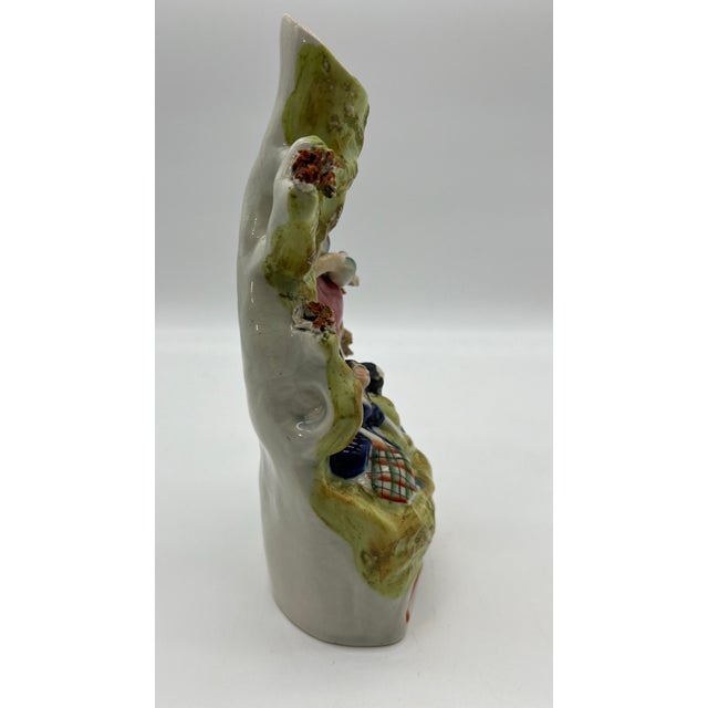 Ceramic Antique English Staffordshire Figure With Vase Circa 1860's For Sale - Image 7 of 11
