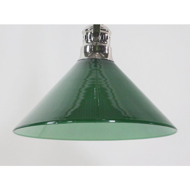 Mid 20th Century Modern Green Austrian Glass Nickel Pole Pendant Light For Sale - Image 4 of 8