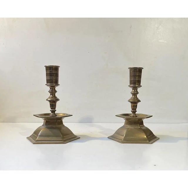Gold Vintage Church Altar Candlesticks in Brass, 1930s, Set of 2 For Sale - Image 8 of 8