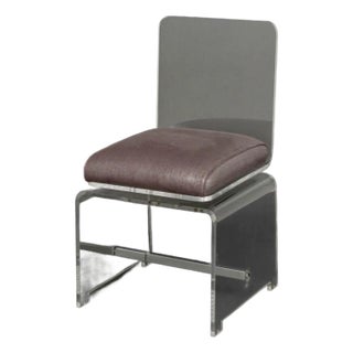 Modern Clear Acrylic Swivel Side Chair For Sale