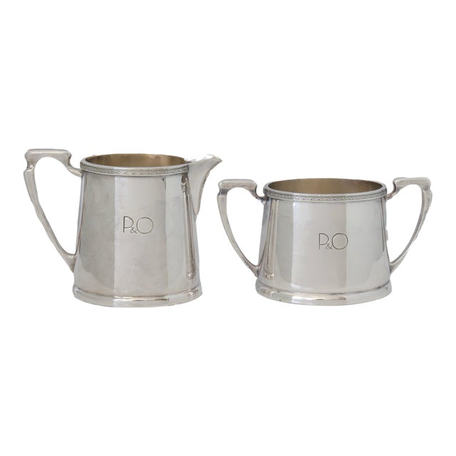 1950s Mappin & Webb for P & O Cruise Liner Cream and Sugar Set For Sale
