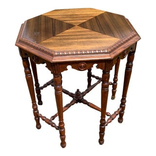 1900s Antique Octagon Tea Table by Karpen Furniture For Sale