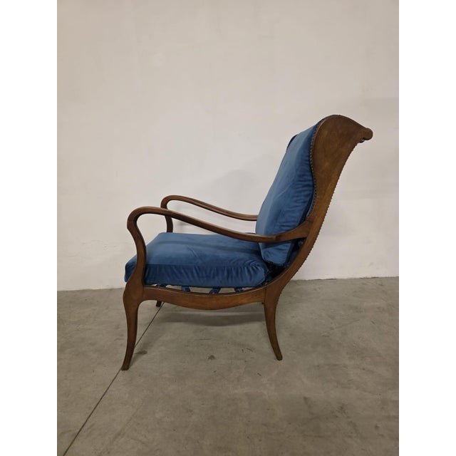 Armchair by Gigiotti Zanini. Elegant armchair made in the 1930s. The frame is made of walnut, and the backrest and seat...