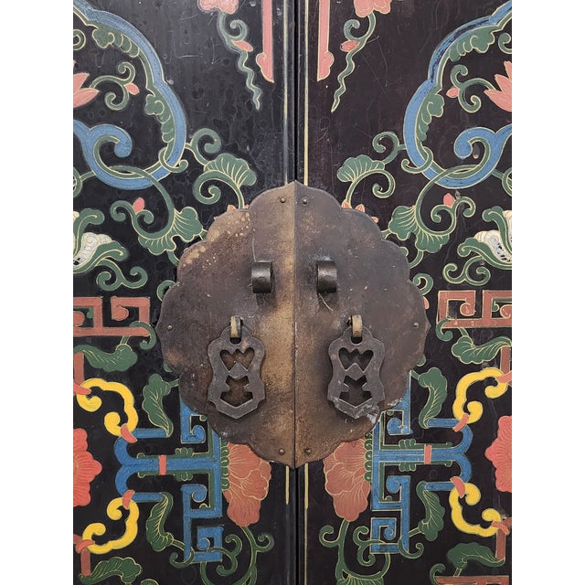 Vintage Asian Polychrome Lacquered Cabinet For Sale - Image 10 of 12