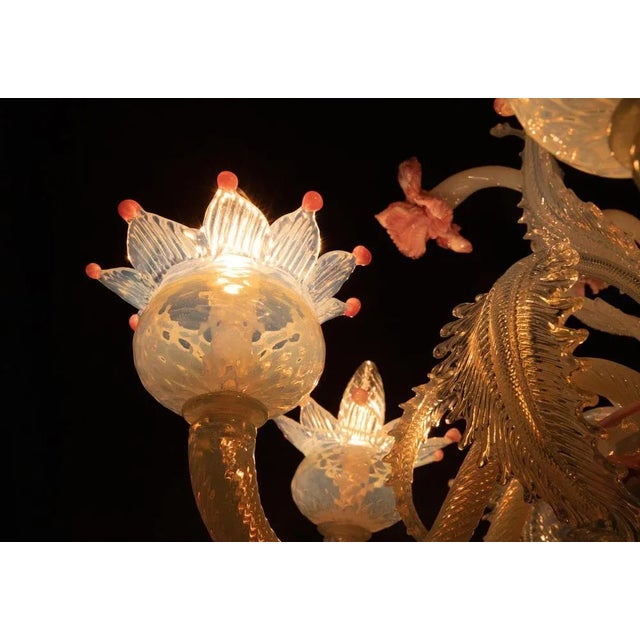 Blue Light Blue and Pink Venetian Chandelier, 1950s For Sale - Image 8 of 18