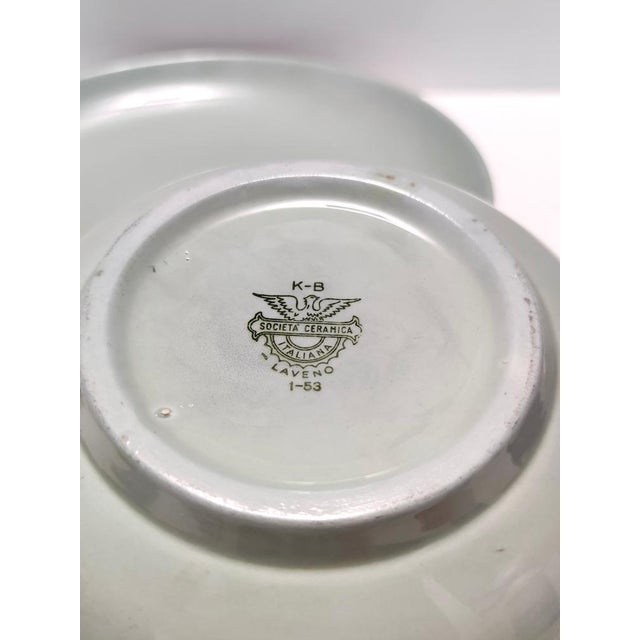 Green Sage Green Earthenware Serving Centerpiece attributed to Guido Andlovitz for Laveno, 1930s, Set of 2 For Sale - Image 8 of 12