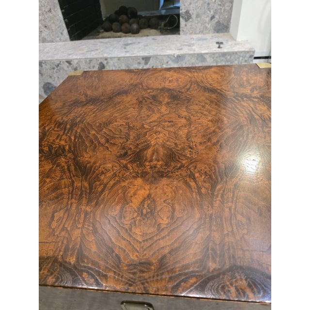 Brown Mid 19th Century Beautiful Burl and Golden Brass Side Table by Century Furniture For Sale - Image 8 of 16