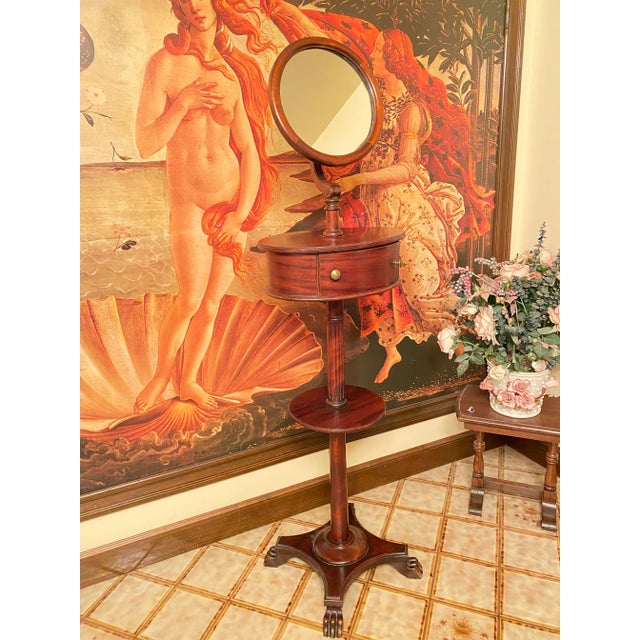 1950s Vintage Shaving Mirror Stand Mahogany With Swivel Mirror, Two Shelves and One Drawer for All Toiletries. For Sale - Image 11 of 13
