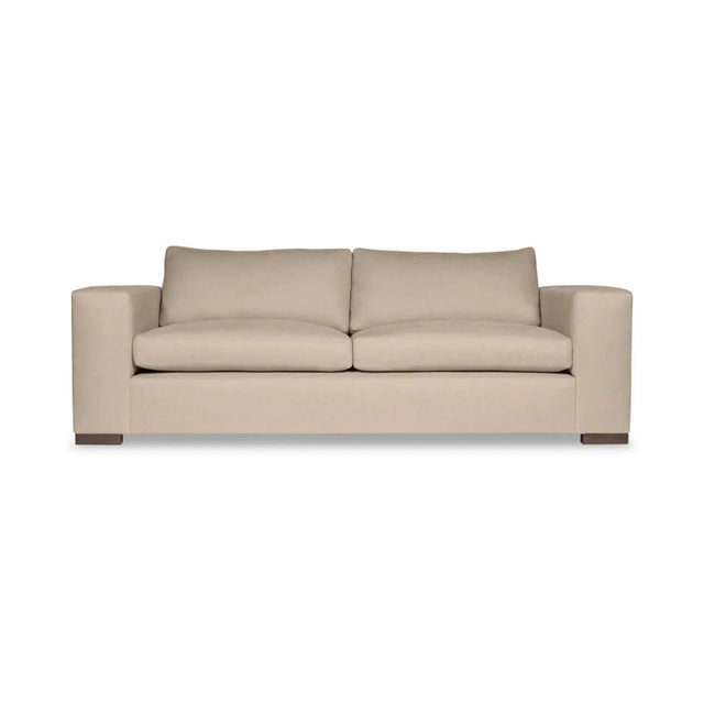 STD Depth: 40" · Upholstered W/ No Skirt ⋅ Topstitched · Cushion Fill: 10/90 · Leg Type: 8” X 8” X 2”