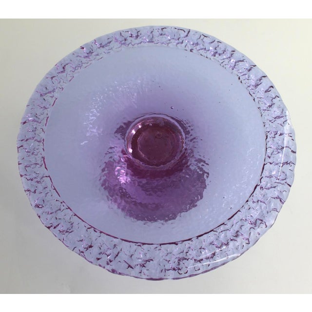 Glass 1990s Fire & Light Neodymium Lavender Glass Cake Plate, Signed For Sale - Image 7 of 14
